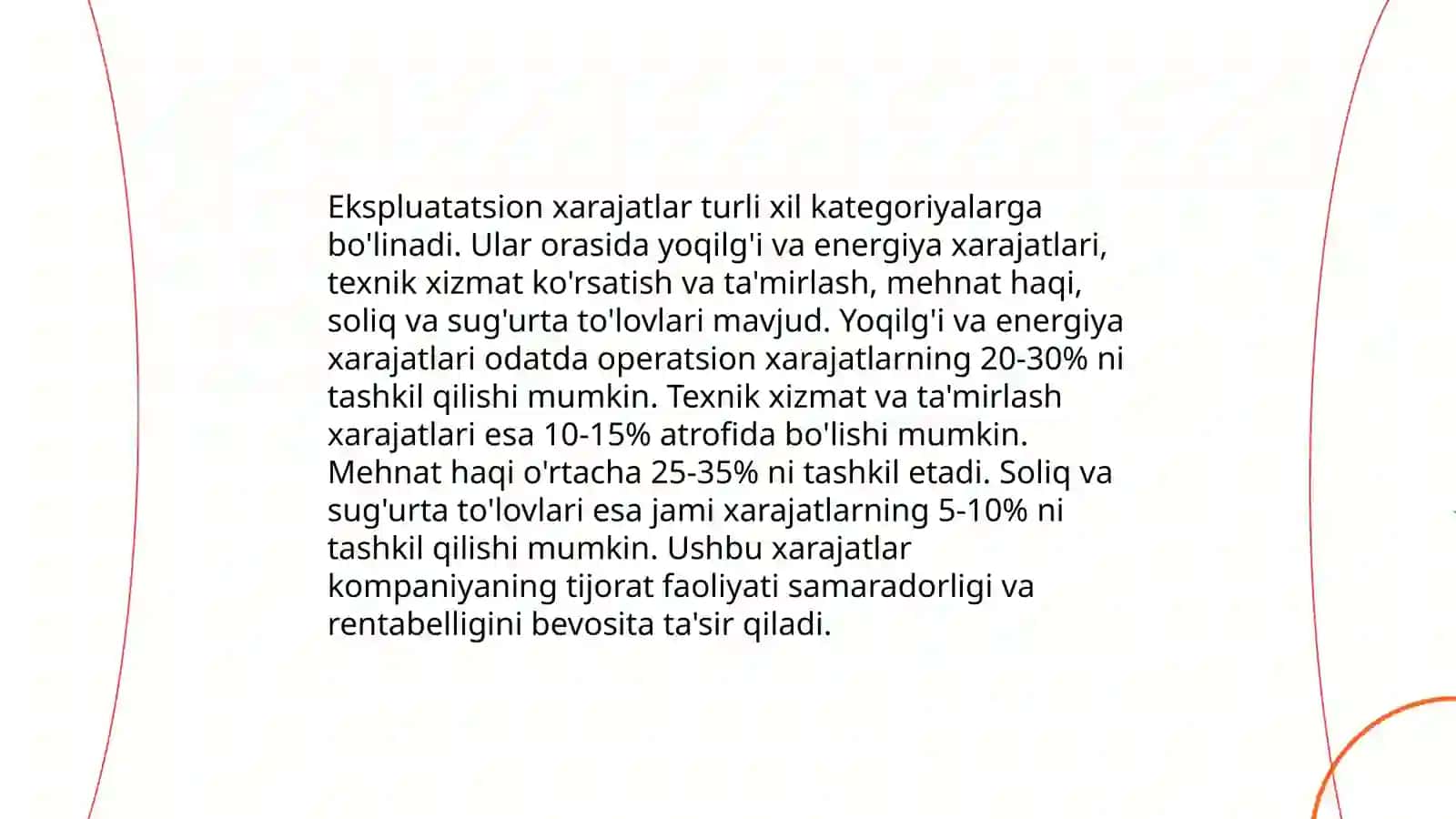Ekspluatatsion xarajatlar turlari 3
