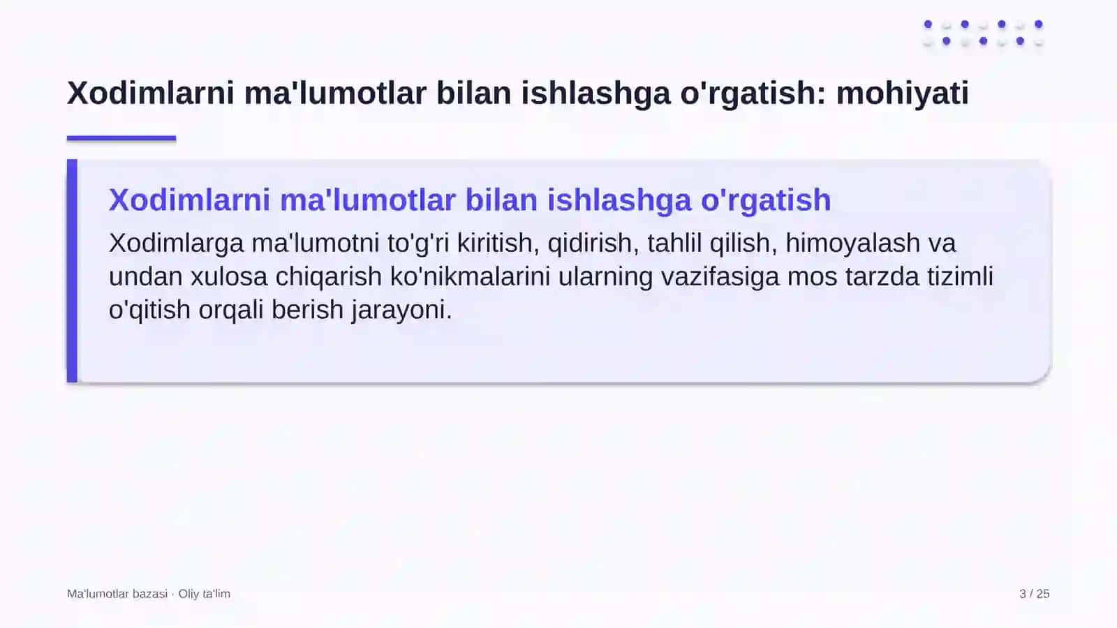zargarlik sanoatida xodimlarni ma'lumotlar bilan ishlashga o'rgatish 9244 3