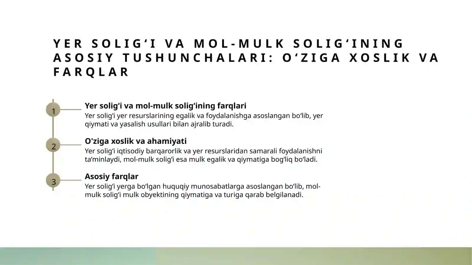 Yer soligʻi va mol-mulk soligʻining oʻziga xos jihatlari 3