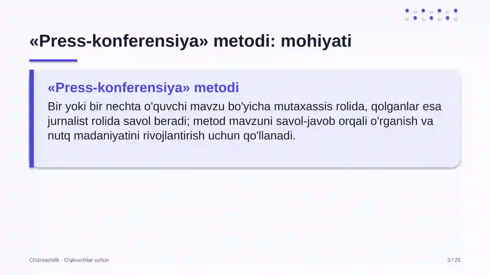 chizmachilik darslarida press konferensiya metodidan foydalanish 7785 3