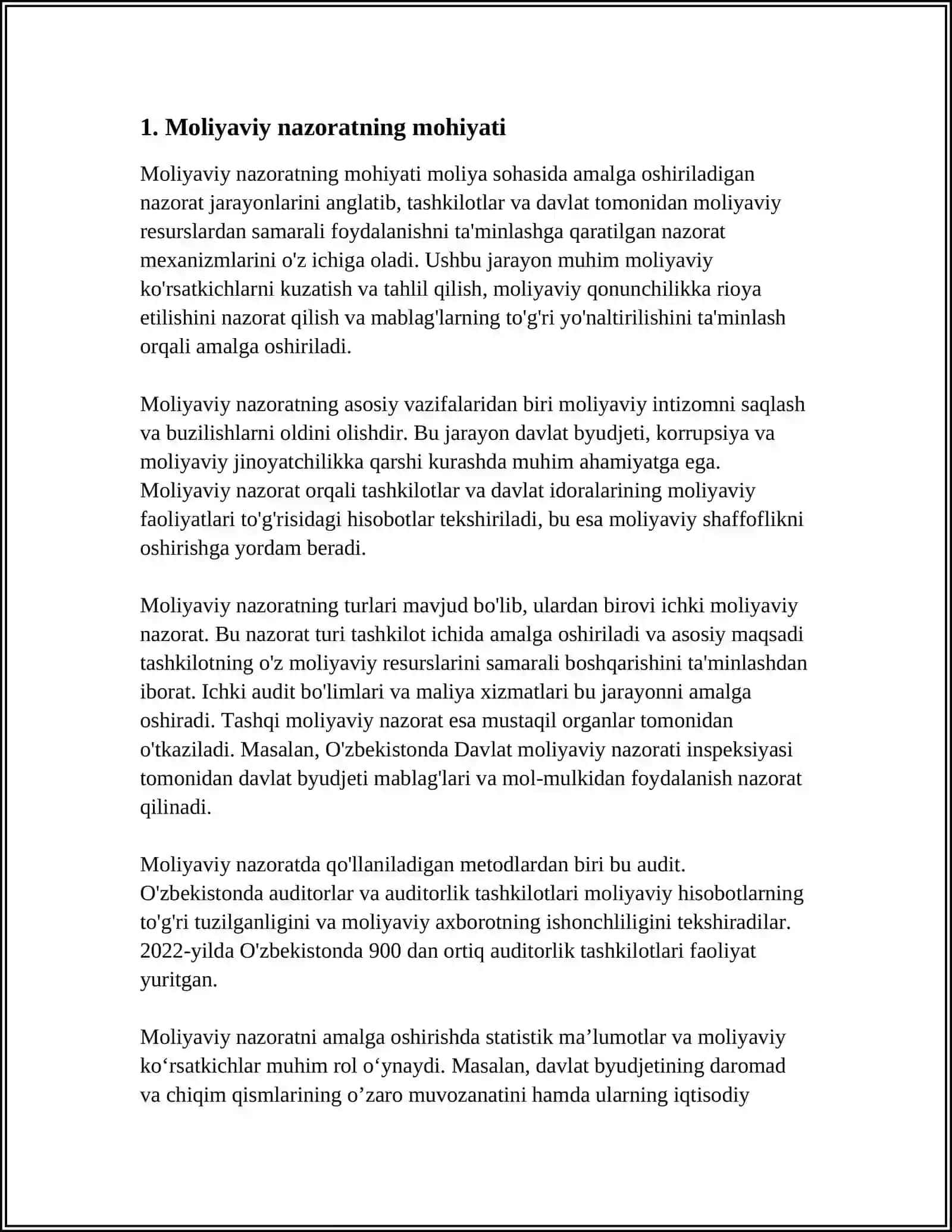 MOLIYAVIY NAZORAT TURLARI 3