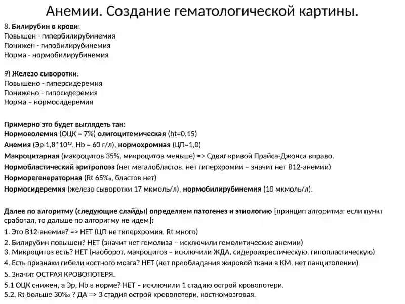 Анемии. Создание гематологической картины 3