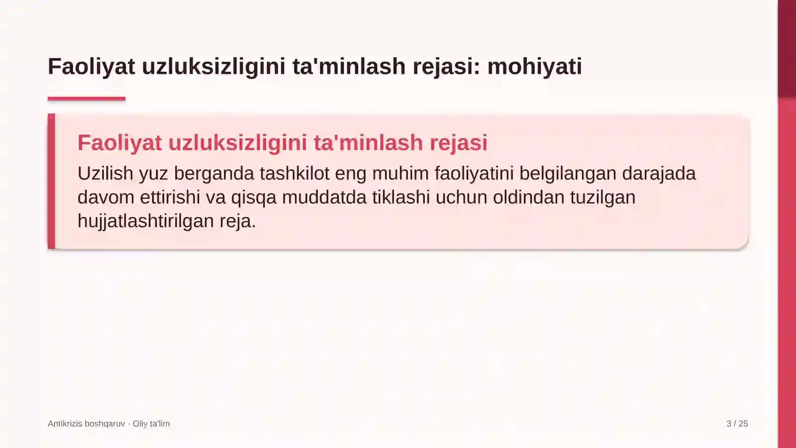 davlat qo'mitalarida faoliyat uzluksizligini ta'minlash rejasi 9569 3
