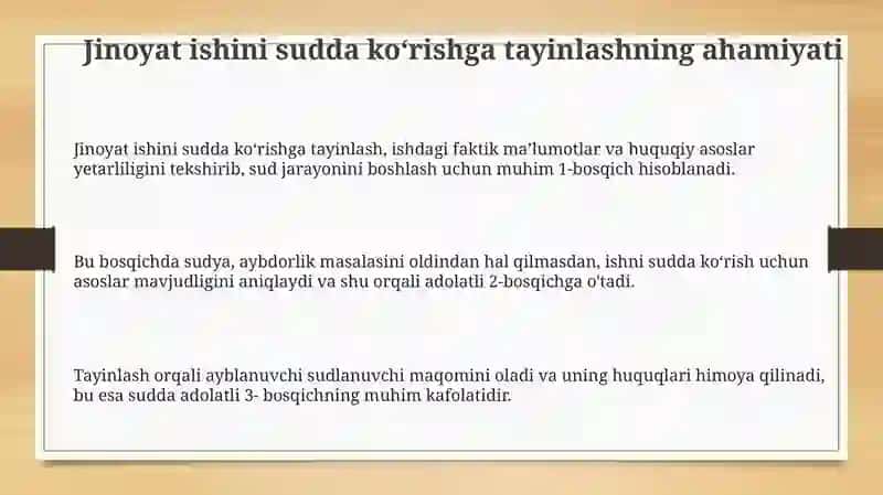 Jinoyat ishini sudda ko‘rish uchun tayinlash 3