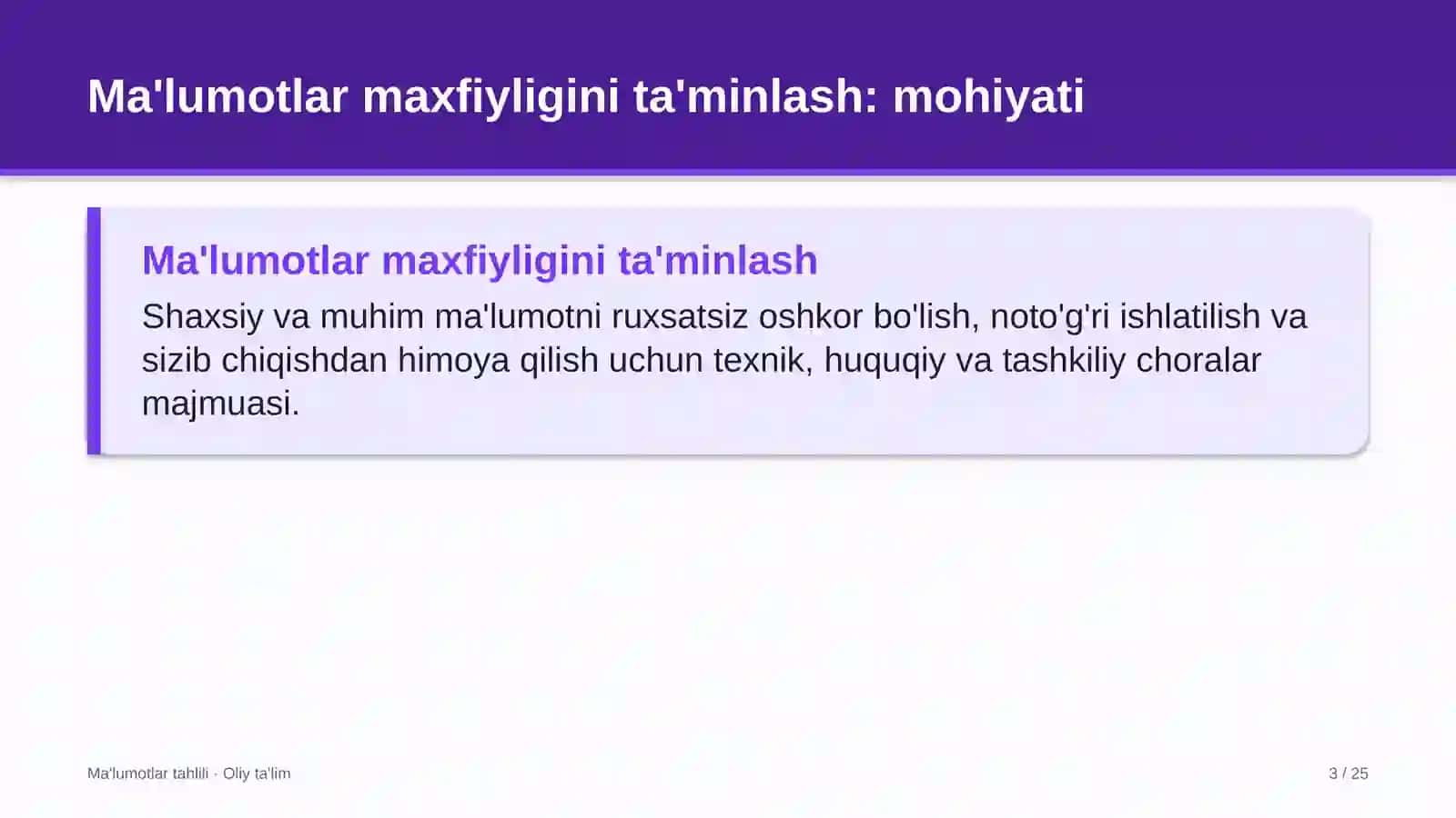 Ehtiyot qismlar do'konlarida ma'lumotlar bilan ishlashda maxfiylikni ta'minlash 3