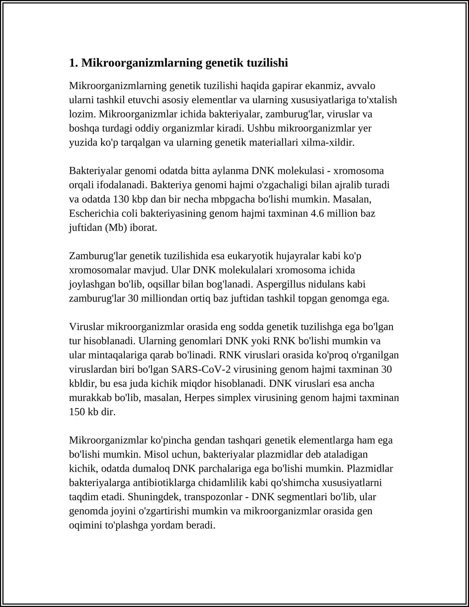 MIKROORGANIZMLAR GENETIKASI. KIMYOTERAPEVTIK MODDALAR VA ANTIBIOTIKLAR. MIKRAORGANIZMLARNING ANTIBIOTIKLARGA SEZGIRLIGI 3