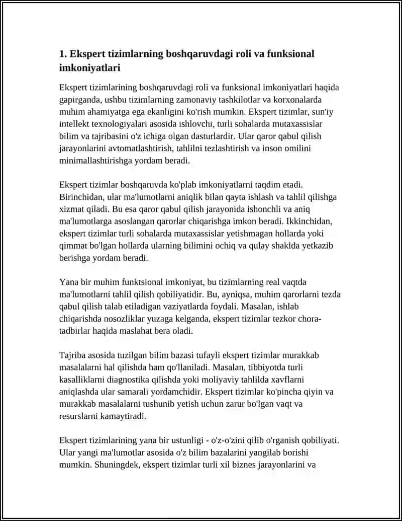 EXPERT TIZIMLARINI BOSHQARUVDAGI O’RNI VA ULARNING IQTISODIYOT TARMOQLARIDA QO’LLASH 3