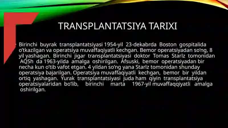 Transplantatsiya Tarixi va Qabul Qilingan Hujjatlar 3