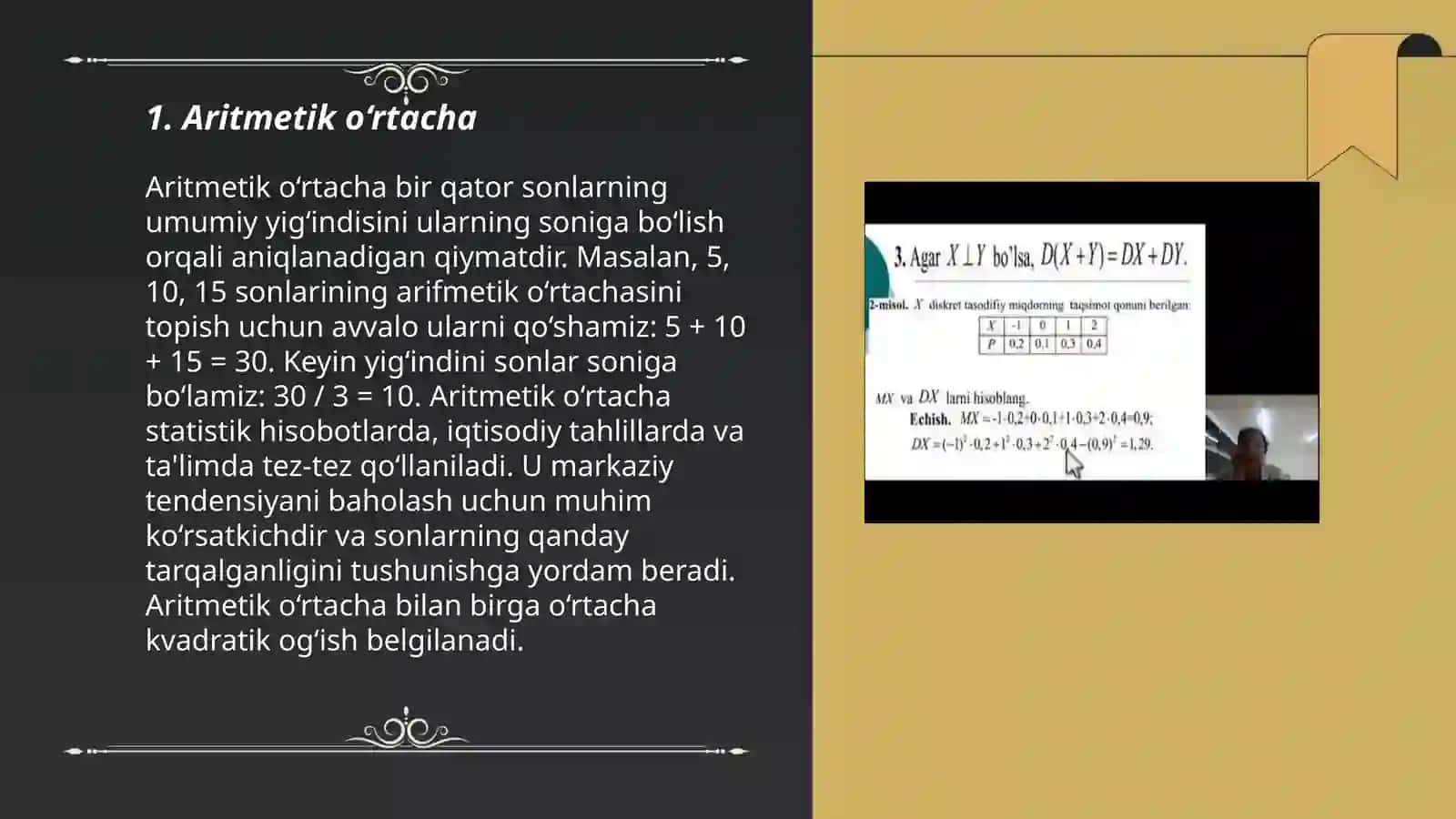Aritmetik o‘rtacha 3