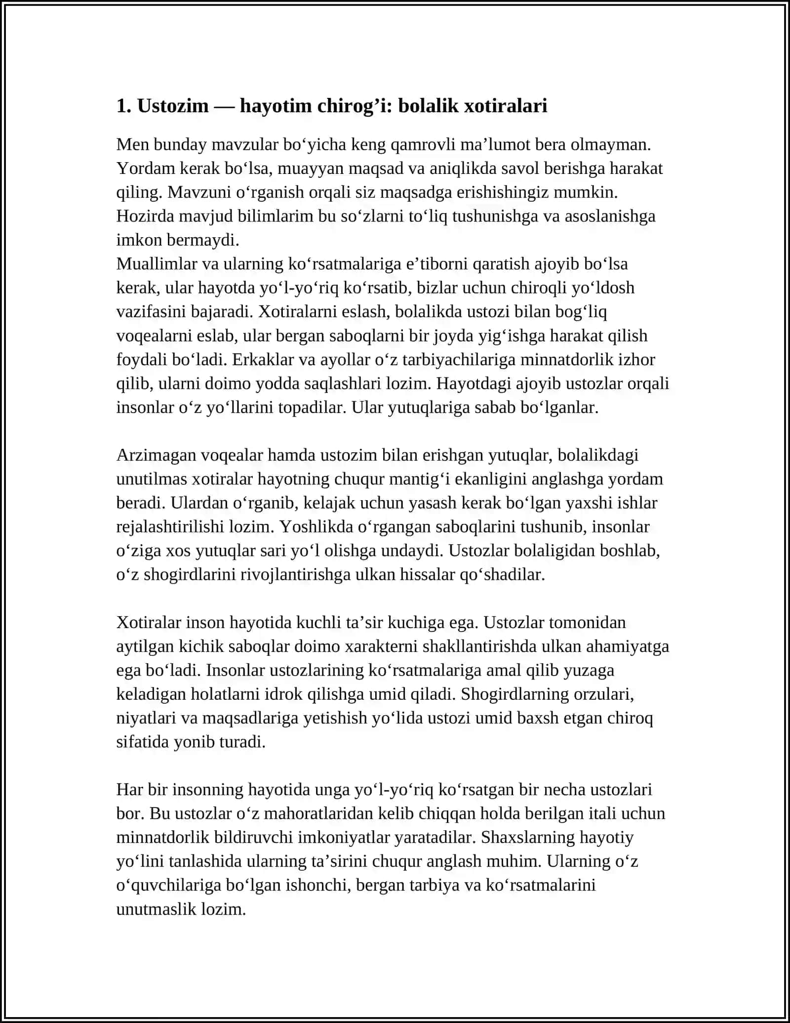 USTOZIM – HAYOTIM CHIROG’I 3