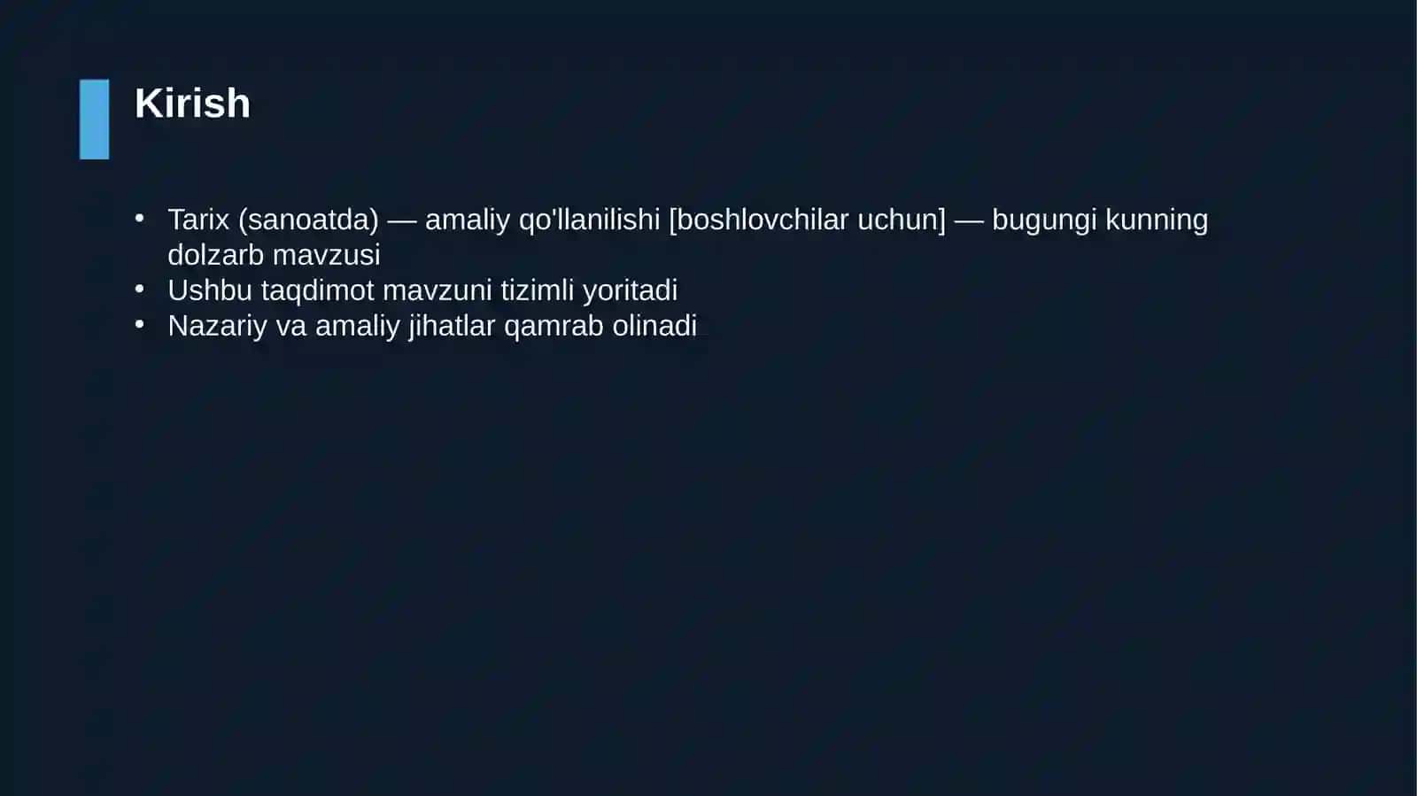 Tarix (sanoatda) — amaliy qo'llanilishi [boshlovchilar uchun] 3