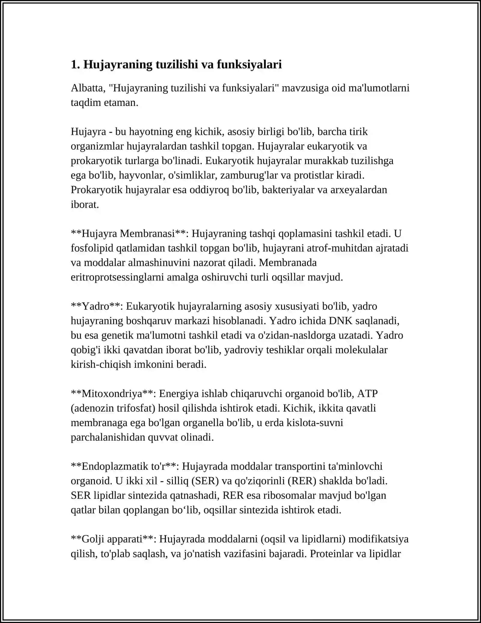 HUJAYRA TUZILISHI. HUJAYRA NAZARIYASI. HAYVON VA ODAM XROMOSOMALARINING MORFOFUNKSIONAL XARAKTERISTIKASI 3