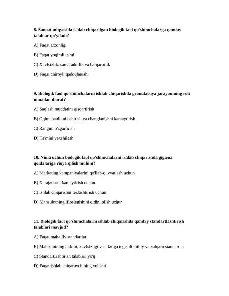 Biologik faol qo'shimchalarni ishlab chiqarish 3