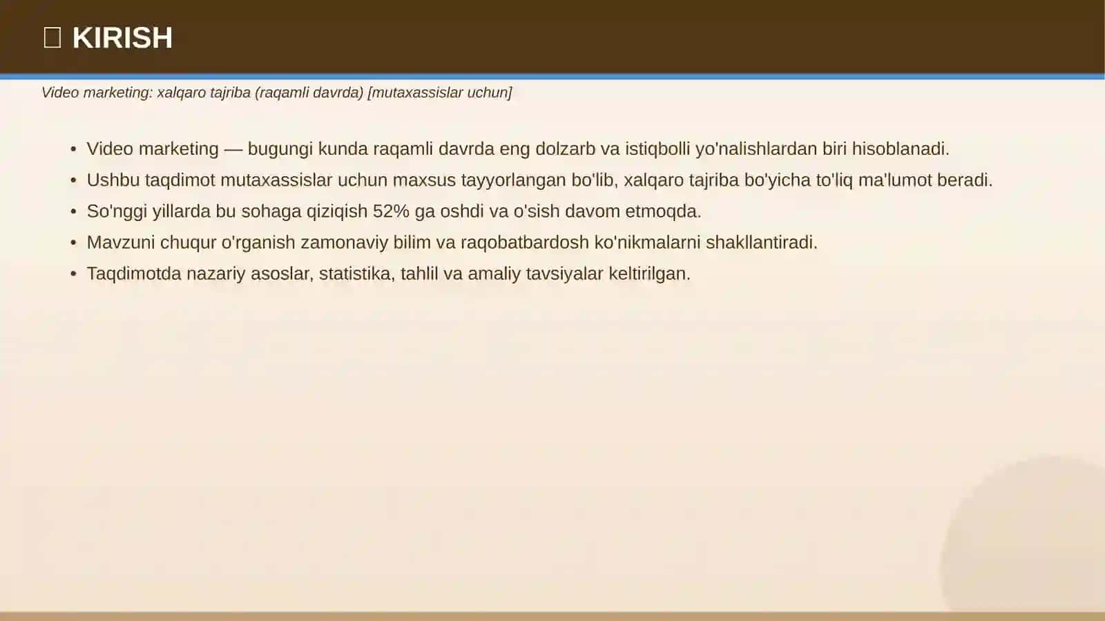 VIDEO MARKETING Xalqaro tajriba 3