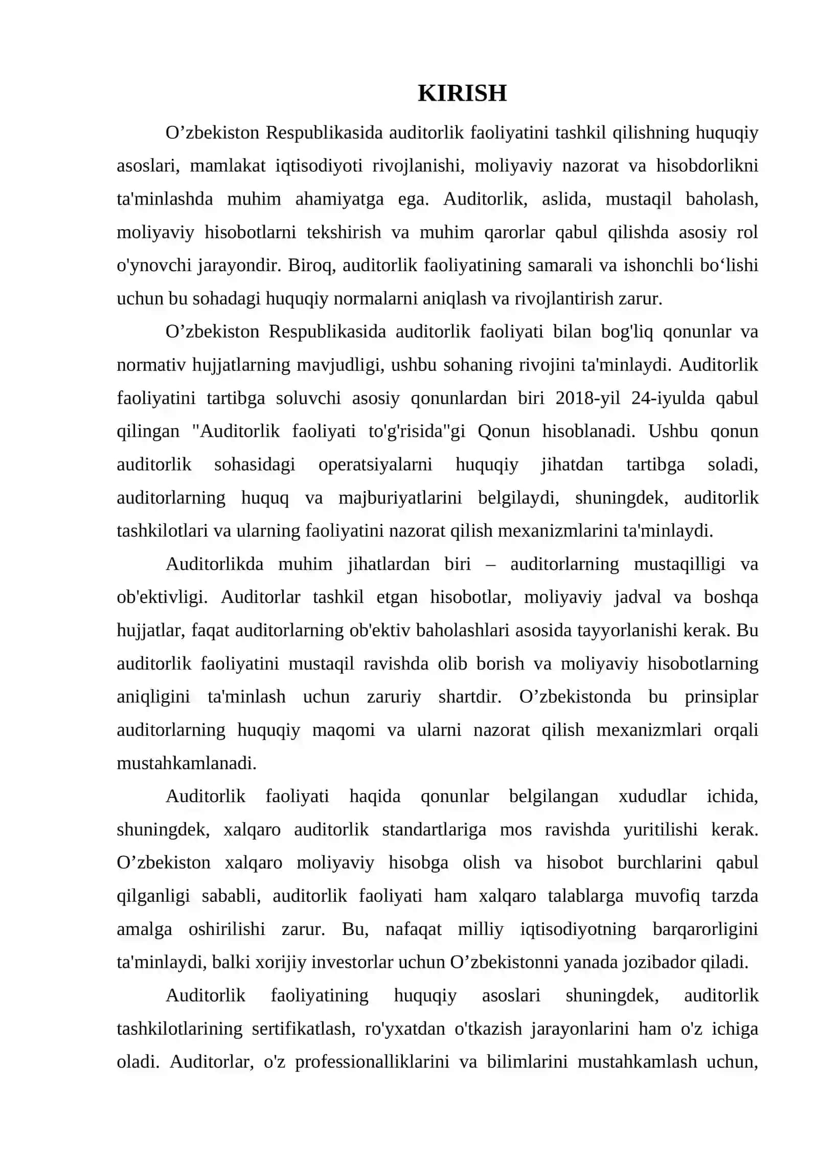 O’ZBEKISTON RESPUBLIKASIDA AUDITORLIK FAOLIYATINI TASHKIL QILISHNING HUQUQIY ASOSLARI 3