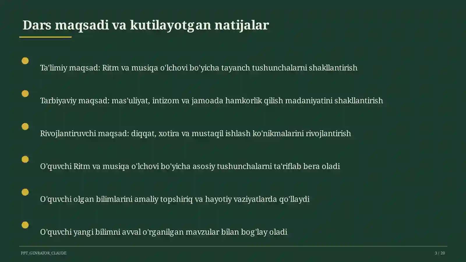 Ritm va musiqa o'lchovi (3-sinf) 3