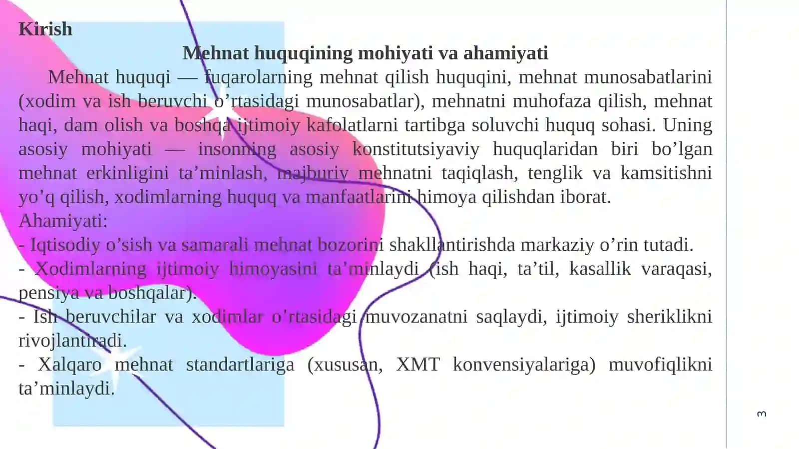 O’zbekiston mehnat qonunchiligida normativ hujjatlar 3