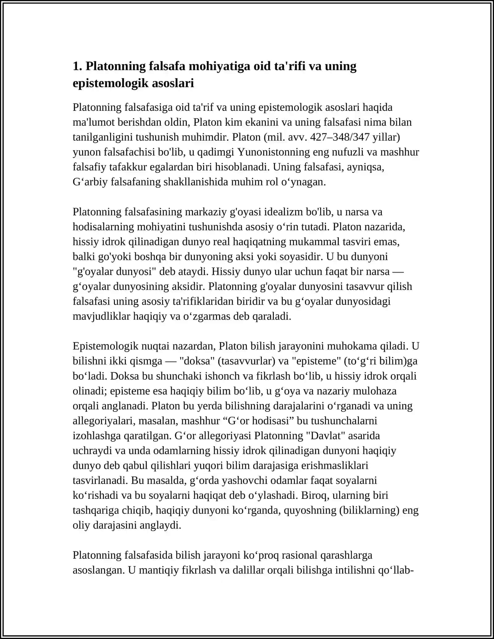 FALSAFANING MOHIYATIGA OID SHARQ VA ĞARB MUTAFFAKIRLARI TA'RIFLARINI TANSIFLASH 3