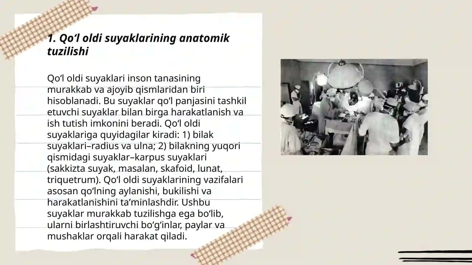 Qoʻl oldi suyaklari vazifasi va patalogiyasi by Lobirova Nozima 3