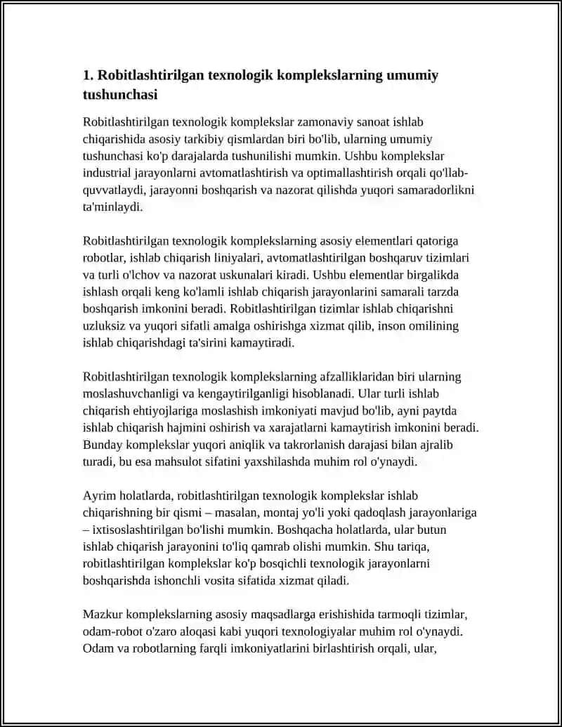 ROBITLASHTIRILGAN TEXNOLOGIK KOMPLEKSLAR BILAN TANISHISH 3