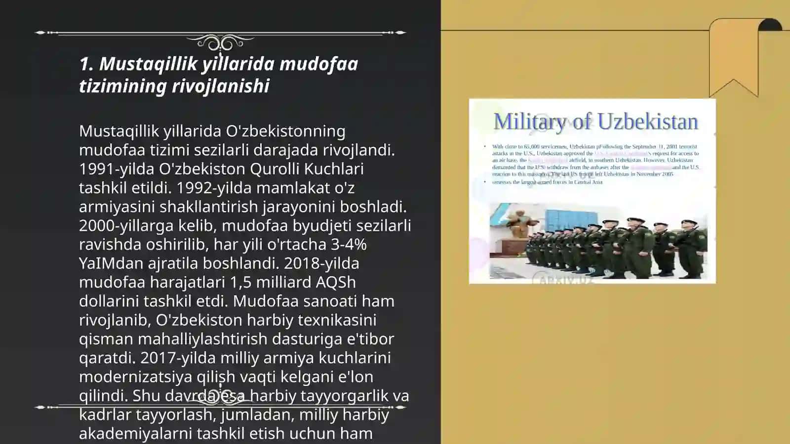 Mustaqillik yillarida Oʻzbekistonda vatan xavfsizligining mustahkamlanishi 3