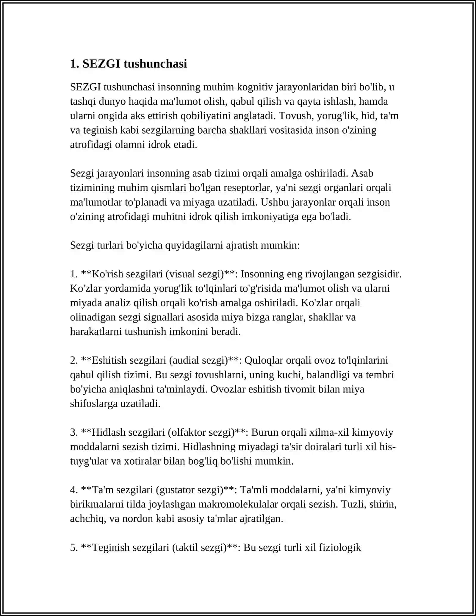 SEZGI HAQIDA UMUMIY TUSHUNCHA VA UNING NERF-FIZIOLOGIK ASOSLARI 3