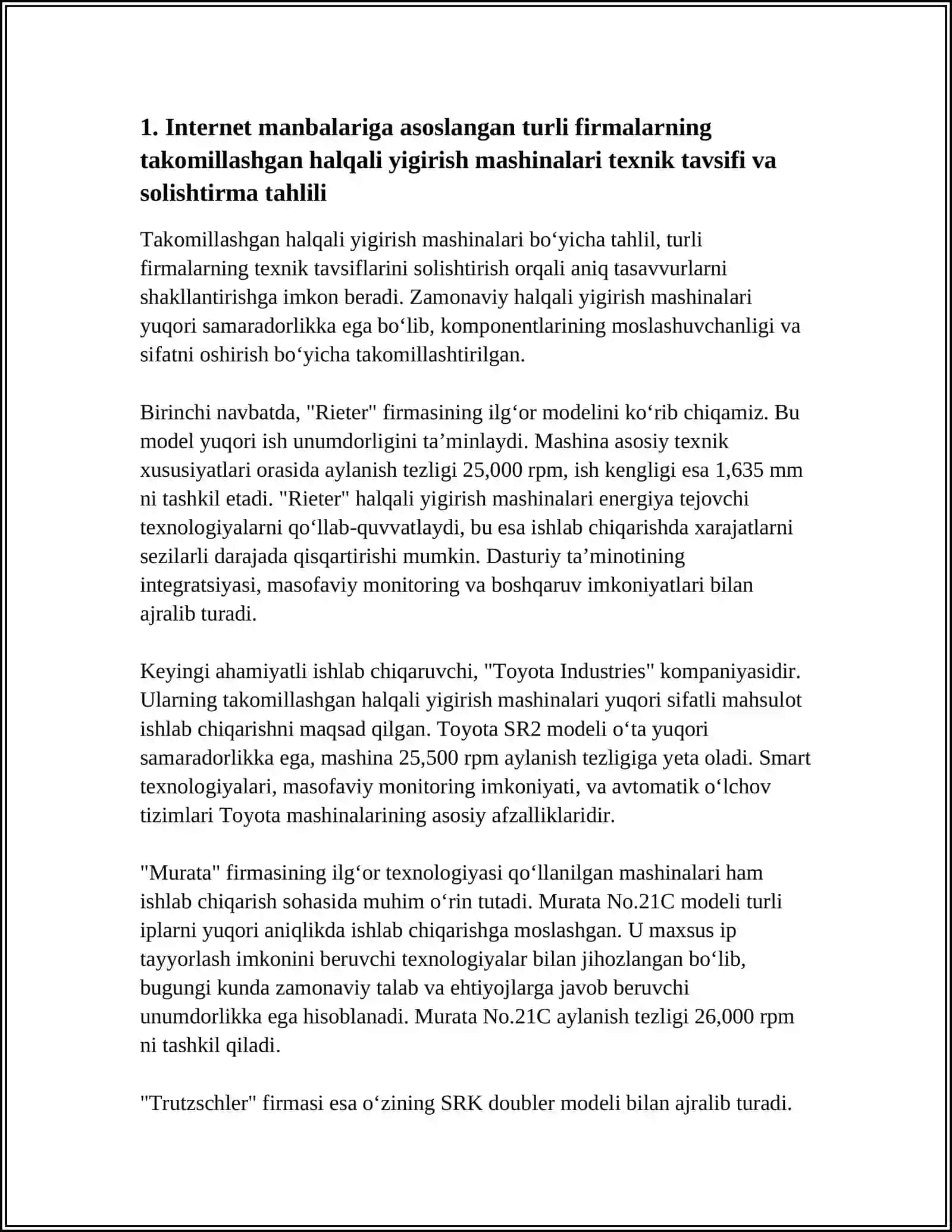 TURLI FIRMALARNING TAKOMILLASHGAN HALQALI YIGIRISH MASHINALARI BO'YICHA INTERNET MA'LUMOTLARIDAN FOYDALANISH 3