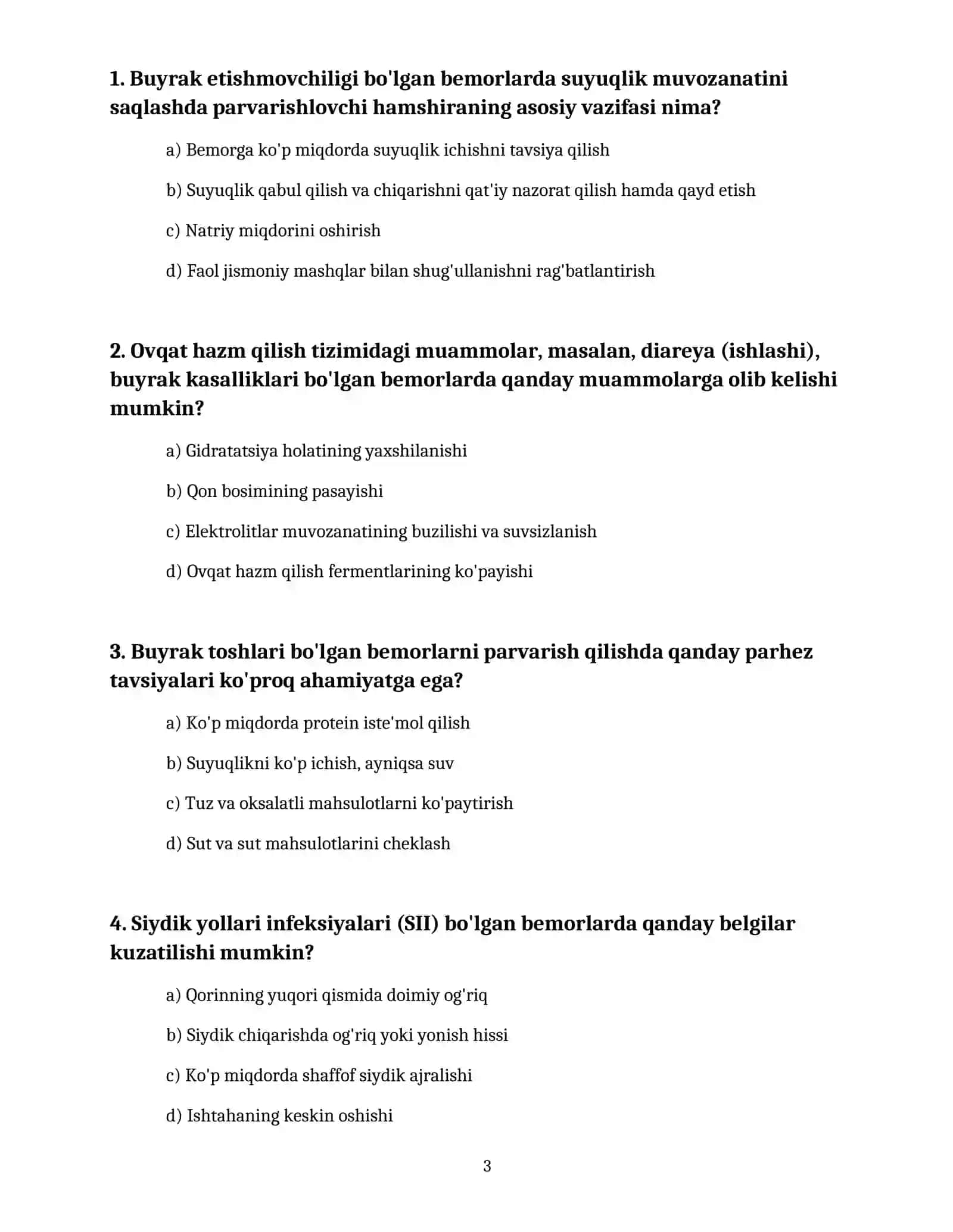 Ovqat hazm qilish tizimi buyrak va siydik yollari kasalliklari mavjud bemorlarni parvarish qilish va kuzatish 3
