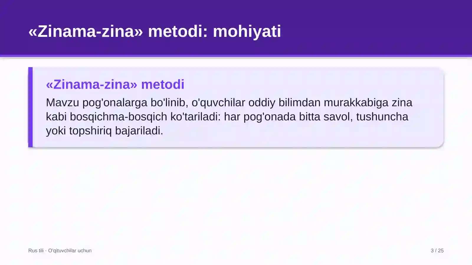 rus tili darslarida zinama zina metodidan foydalanish 3507 3