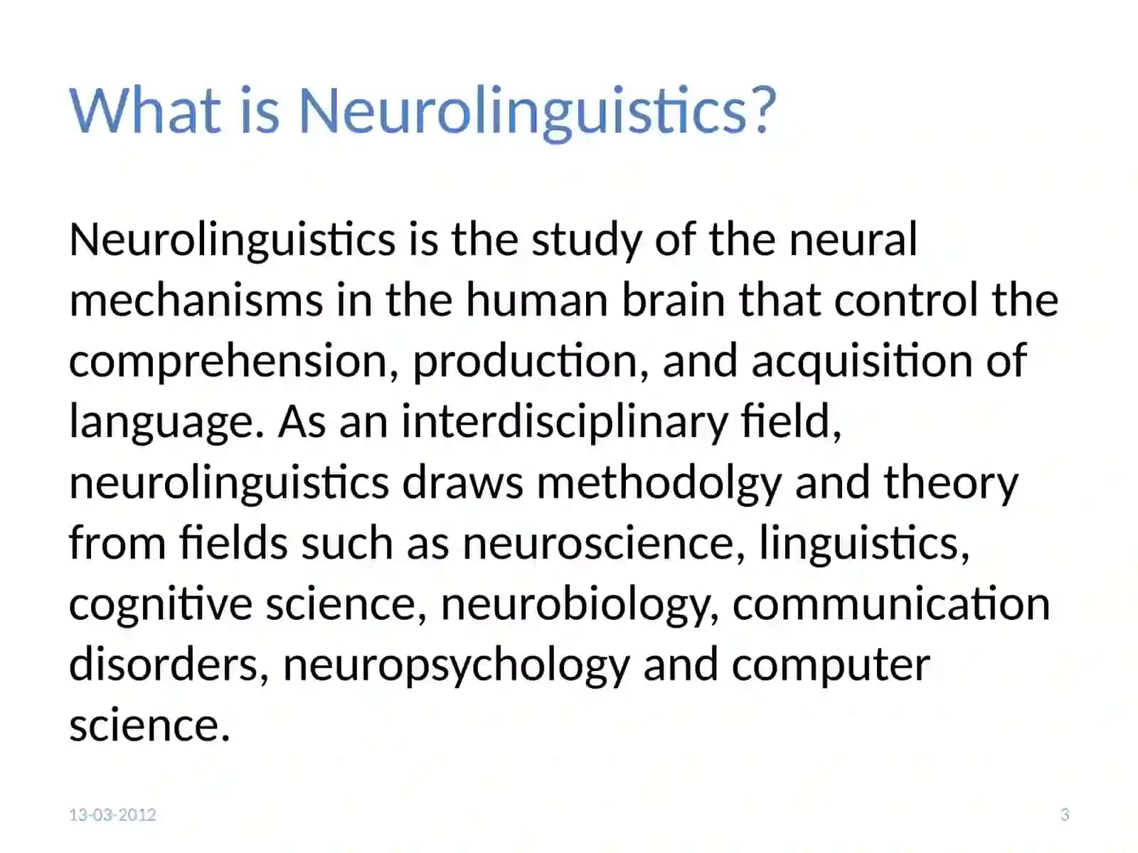 Neurolinguistics 3