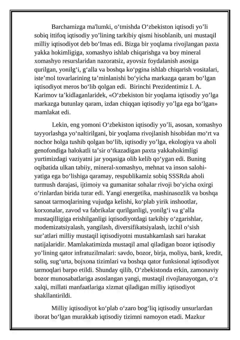 Milliy iqtisodiyot va uning makroiqtisodiy o’lchamlari 3