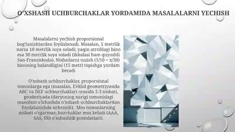 O'xshash uchburchaklar o'xshashligi 3