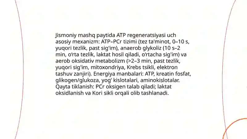 Jismoniy mashg‘ulotlar jarayonida adaptatsiyaning biokimyoviy qonuniyatlari 3