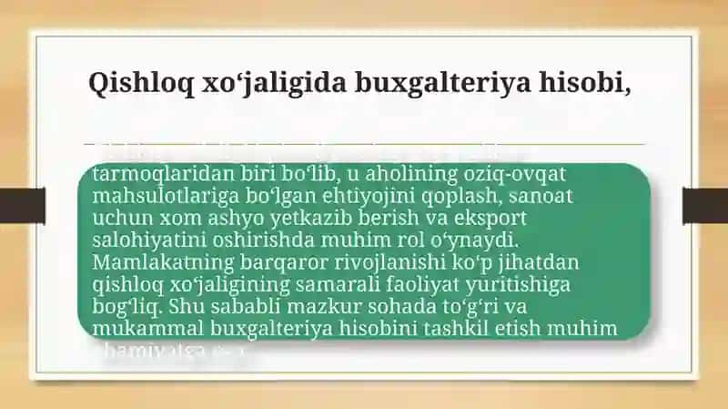 Taqdimot  Qishloq ho'jaligida buxgalteriya hisobi 3