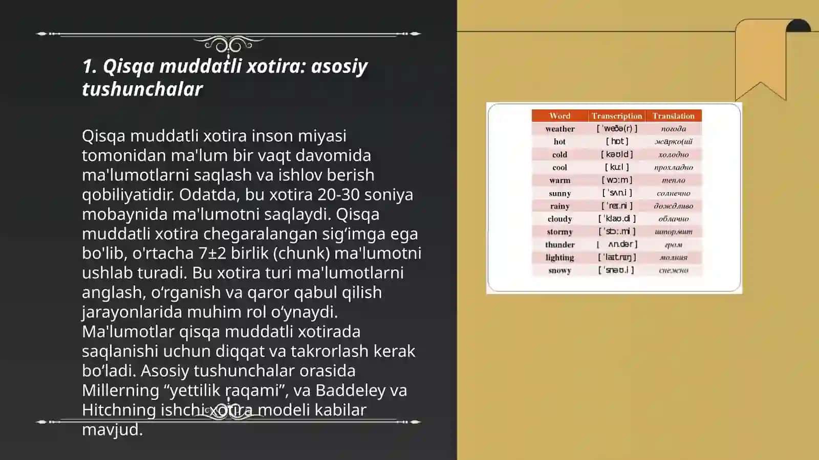 Qisqa muddatli va operativ xotiraning hajmini o'rganish 3