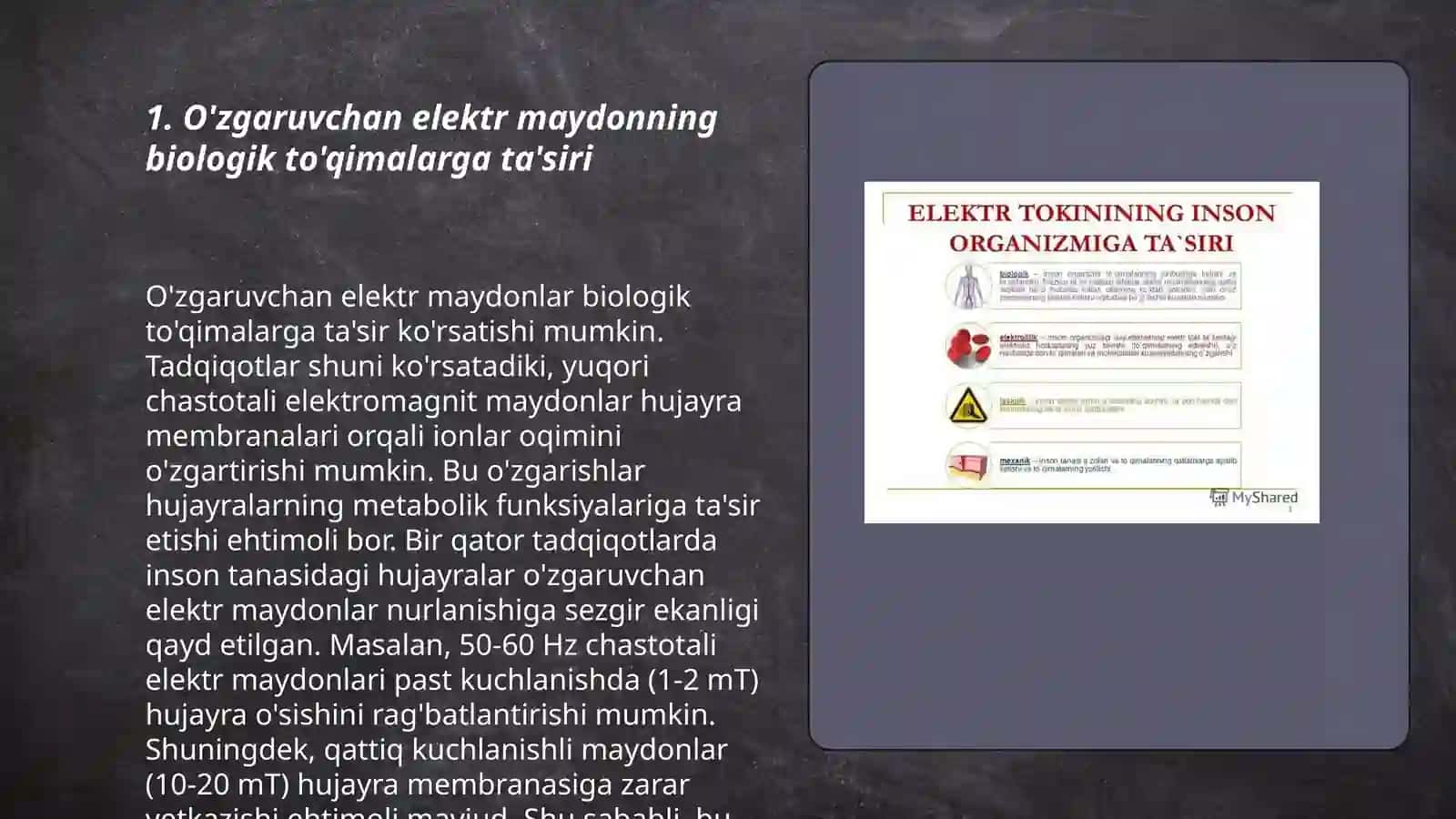 O'zgaruvchan elektr maydon bilan ta’sir etish 3