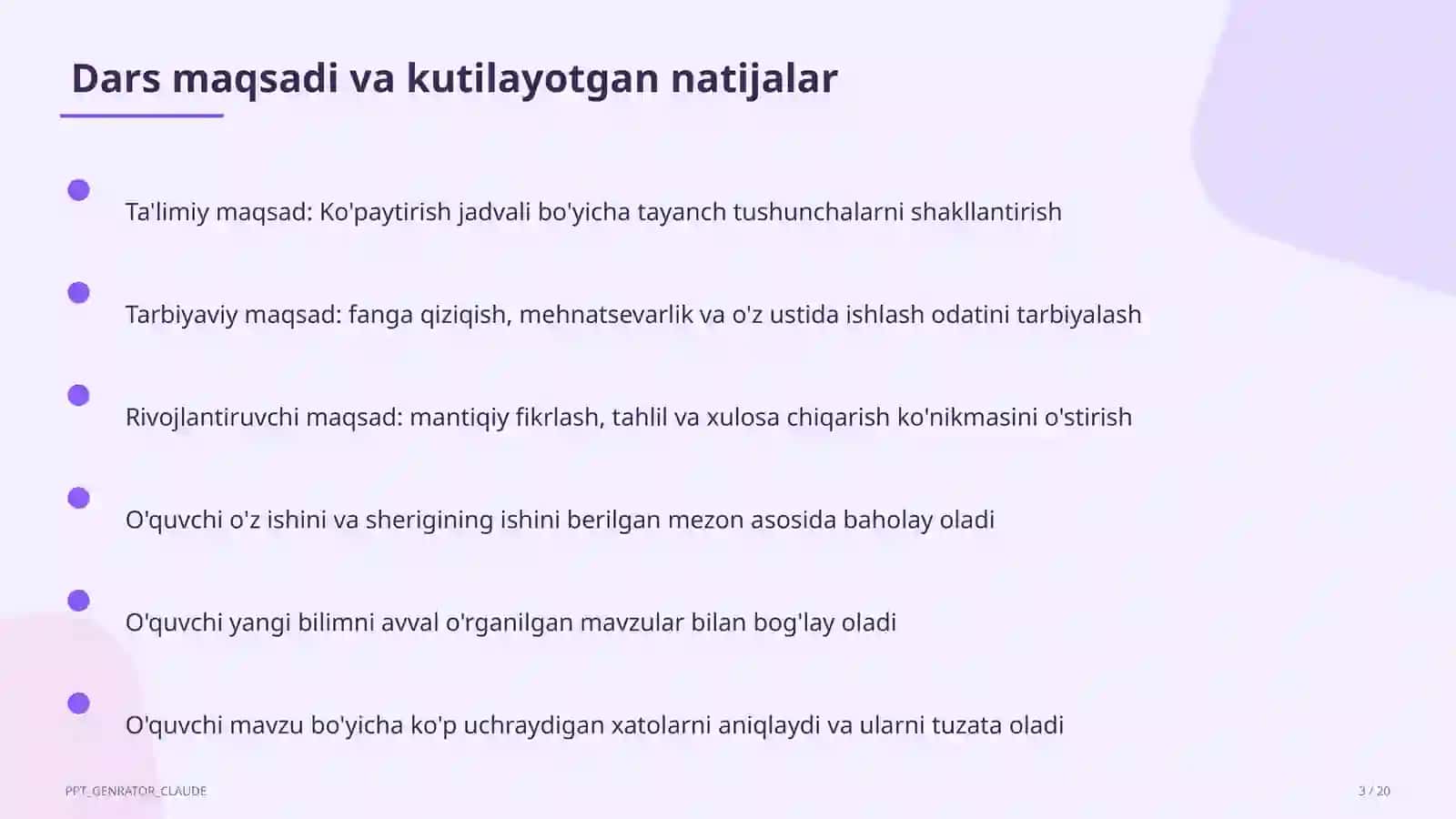Ko'paytirish jadvali (2-sinf) 3