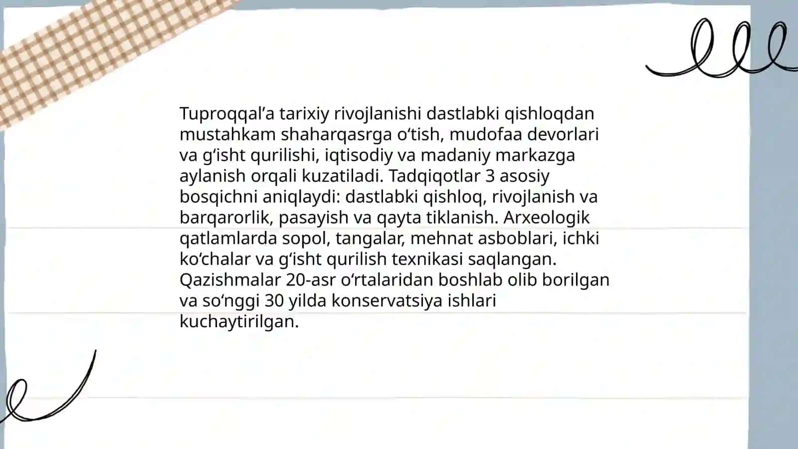 Tuproqqalʼa,Qal'a Qoratepa va ularning oʻrganilishi 3