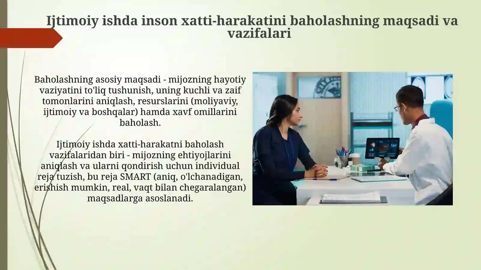 Ijtimoiy ishda inson xulq atvorini baholash. Diagnostika usullari vatahlilqilish 3
