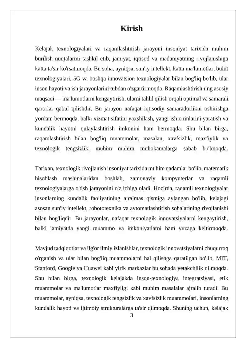 Kelajak Texnologiyalari va Raqamlashtirish Oqibatlari 3
