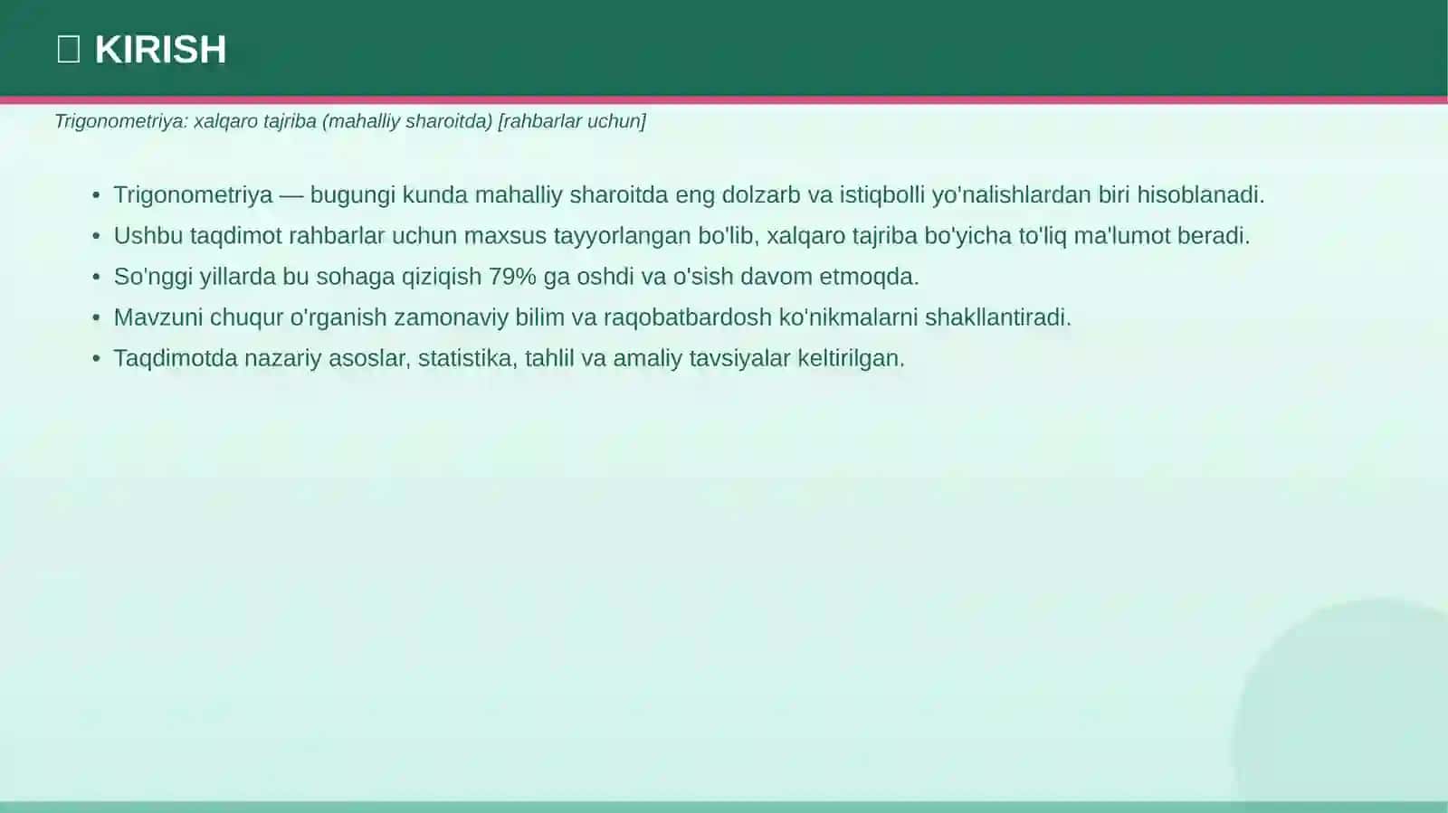 Trigonometriya: Xalqaro tajriba (mahalliy sharoitda) [rahbarlar uchun] 3