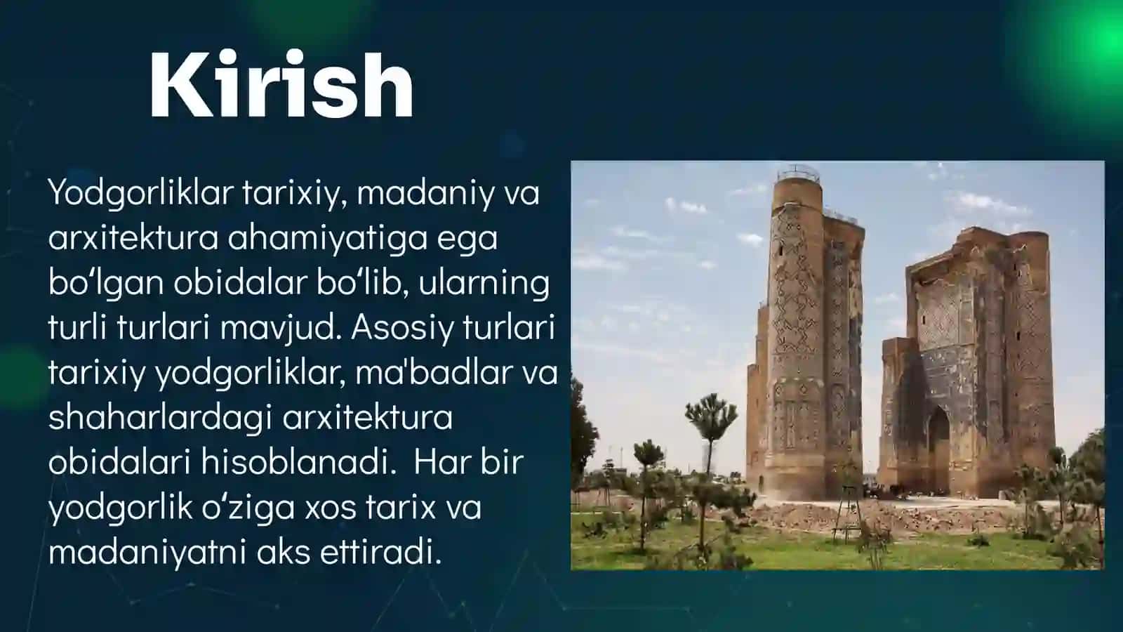 Yodgorliklarning asosiy turlari 3