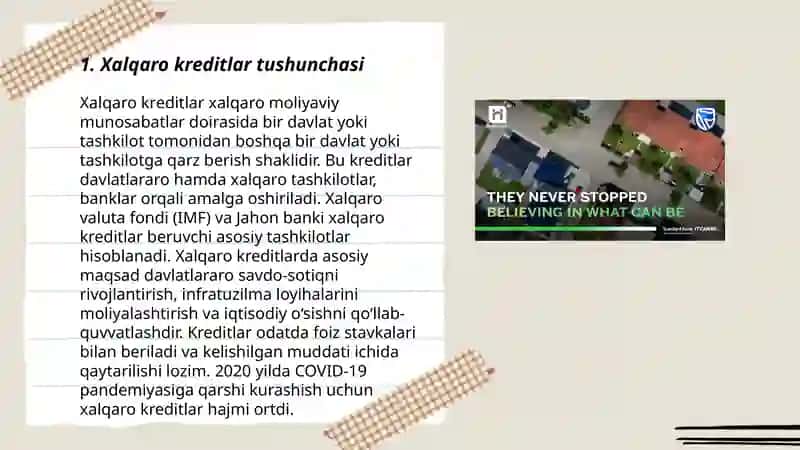 Xalqaro kreditlar va xorijiy investitsiyalar 3