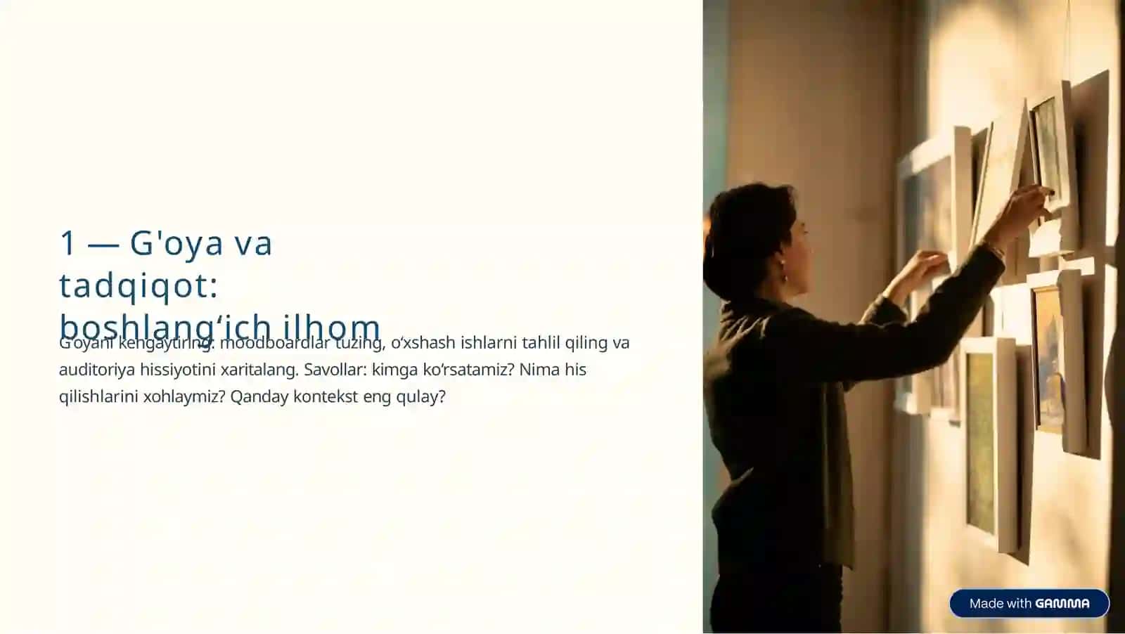 Ijodiy ishlarini rejalashtirish va namoyish qilish 3