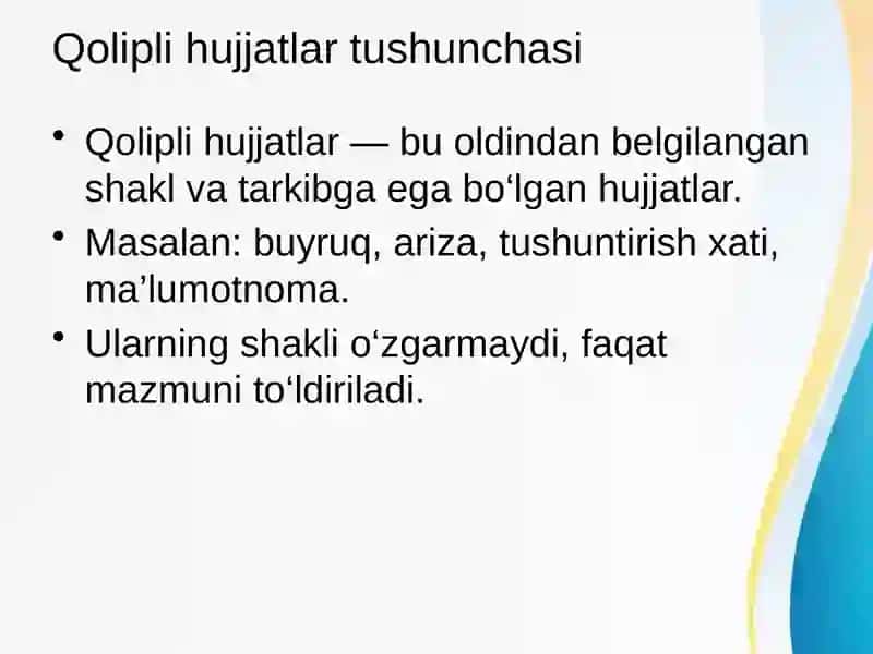 Qolipli, namunali va individual hujjatlar 3