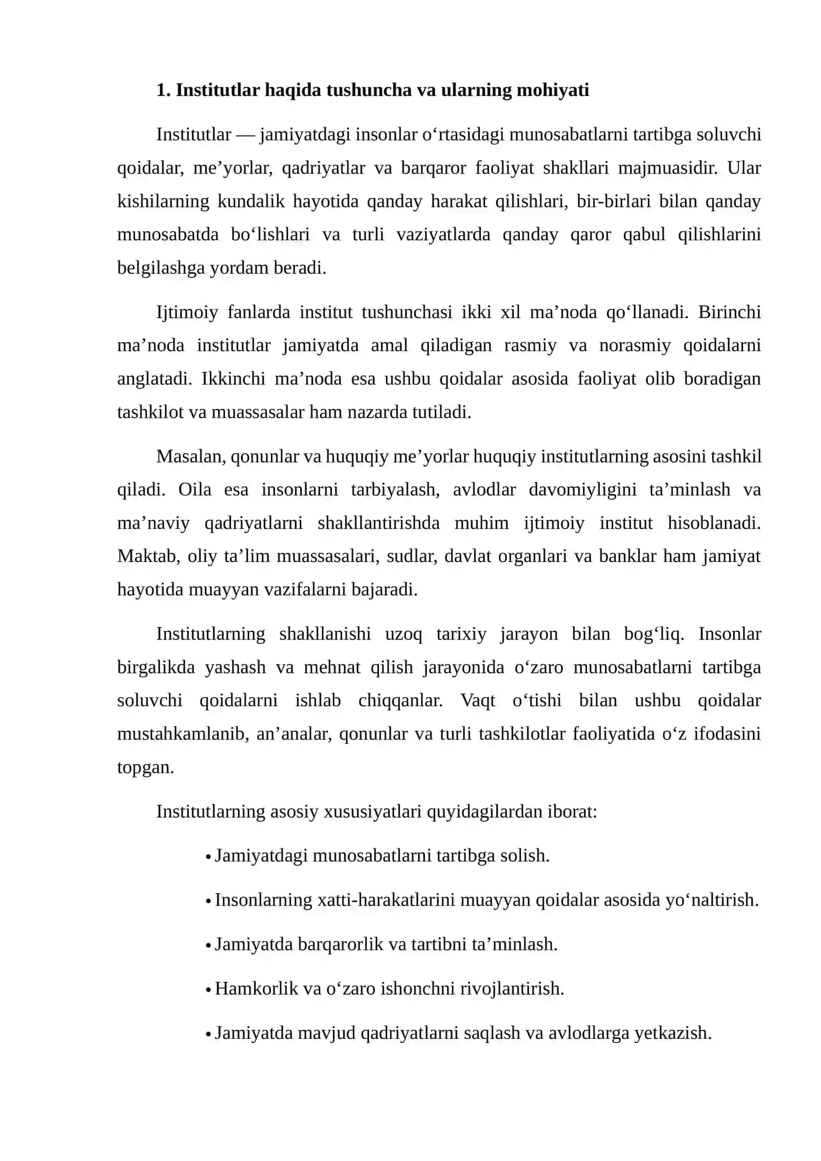 Institutlar va Ularning Jamiiyat Rivojlanishidagi O‘rni 3