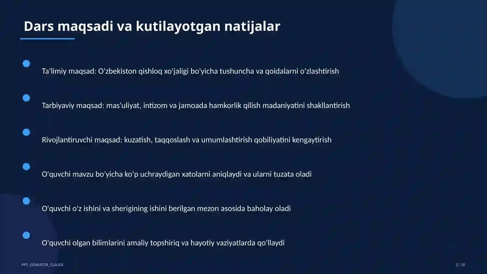 O'zbekiston qishloq xo'jaligi (9-sinf) 3