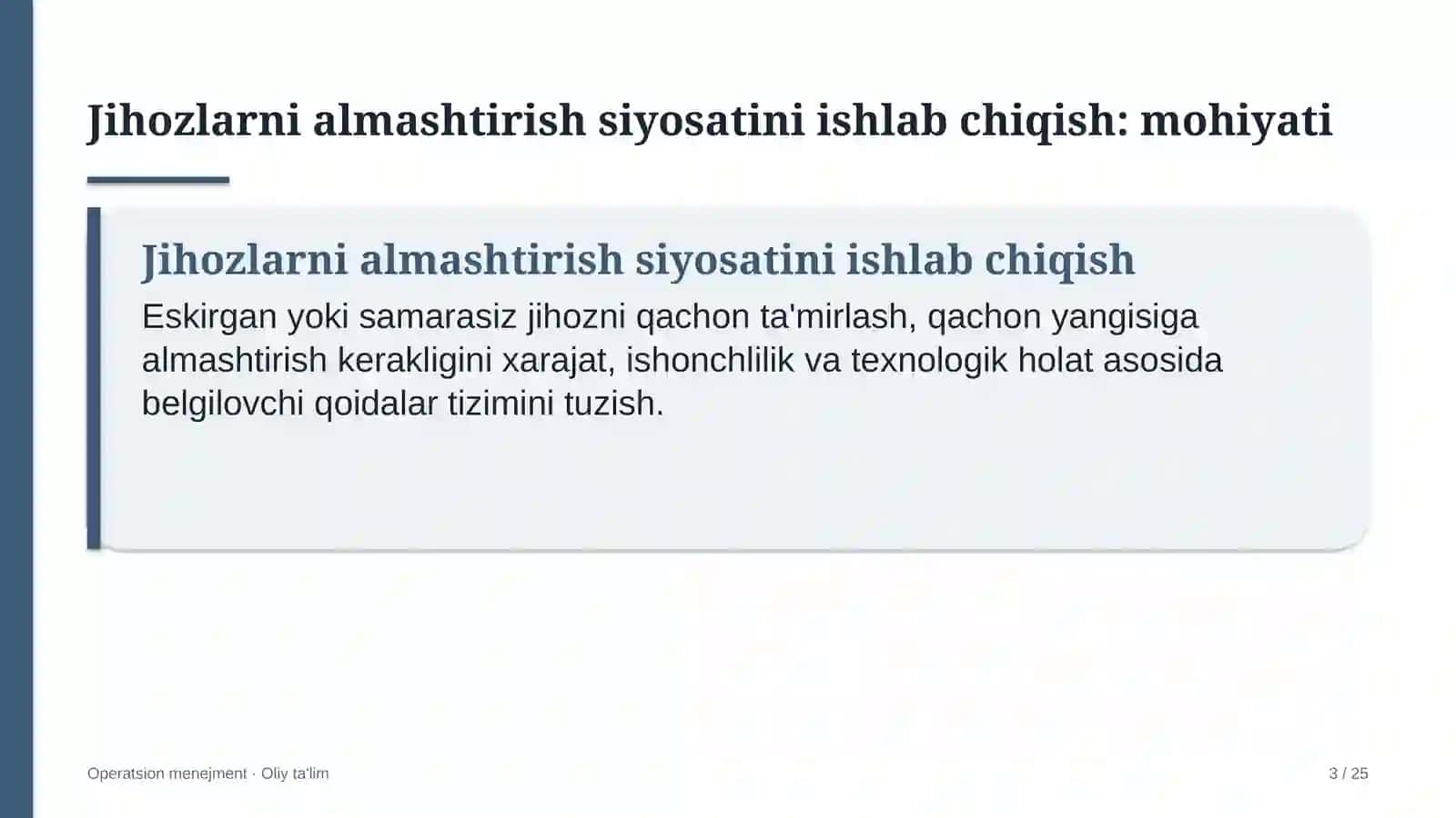 Kriminalistika laboratoriyalarida jihozlarni almashtirish siyosatini ishlab chiqish 3