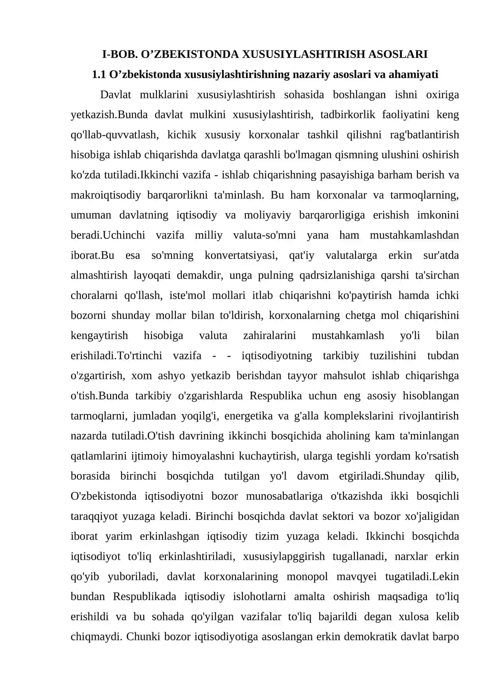 O’ZBEKISTONDA XUSUSIYLASHTIRISH ASOSLARI VA MOHIYATI 3