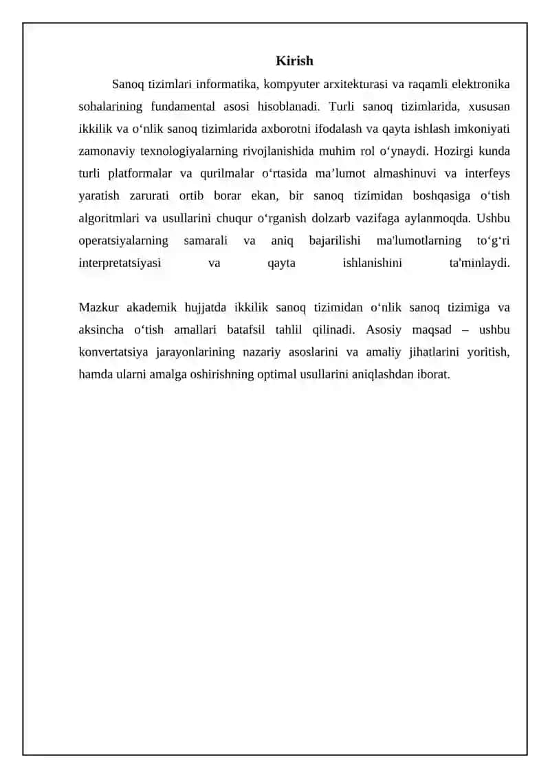 Sanoq Tizimlari Ikkilikdan O'nlikga 3